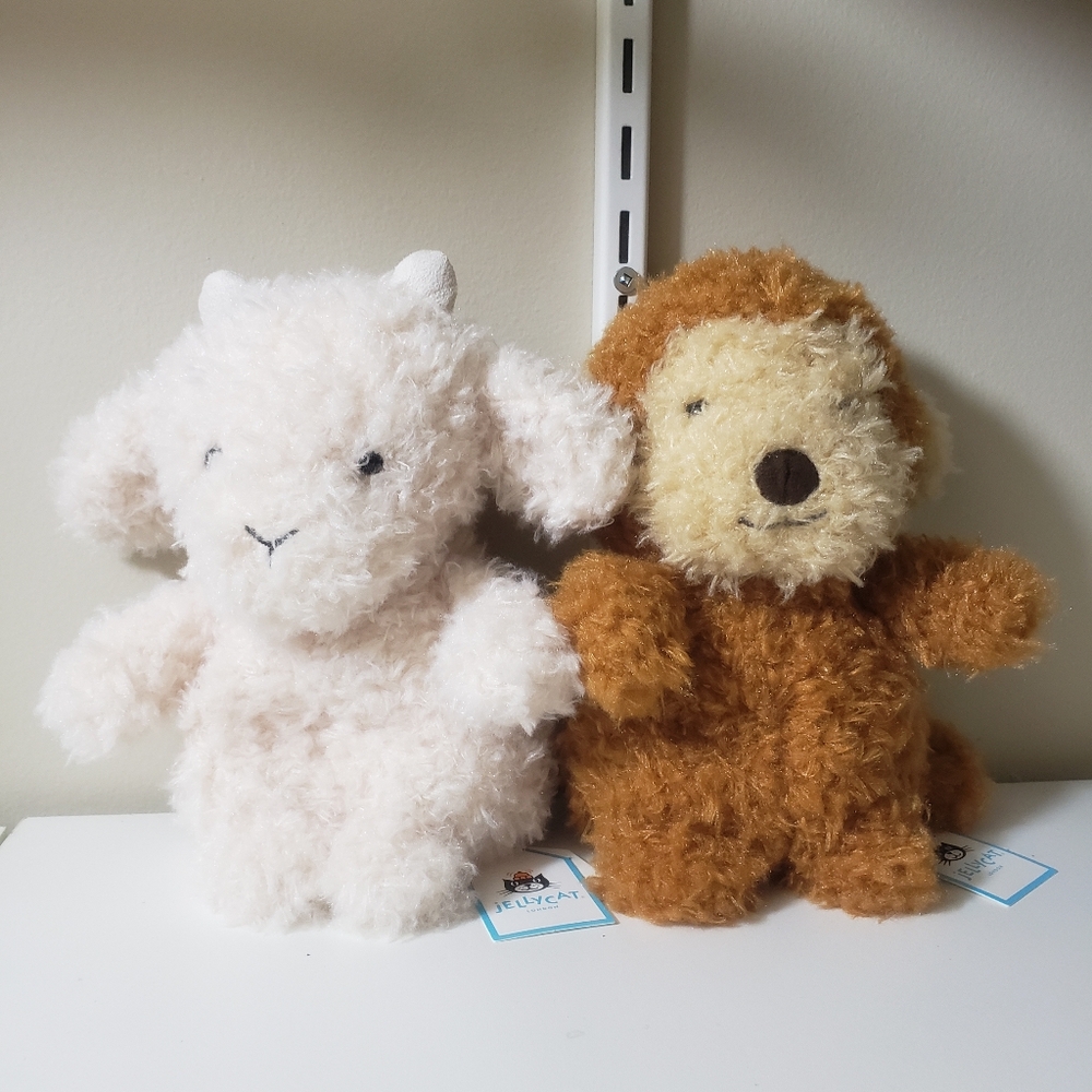 Jellycat Fluffy Little Goat and Monkey Plush Set Of 2